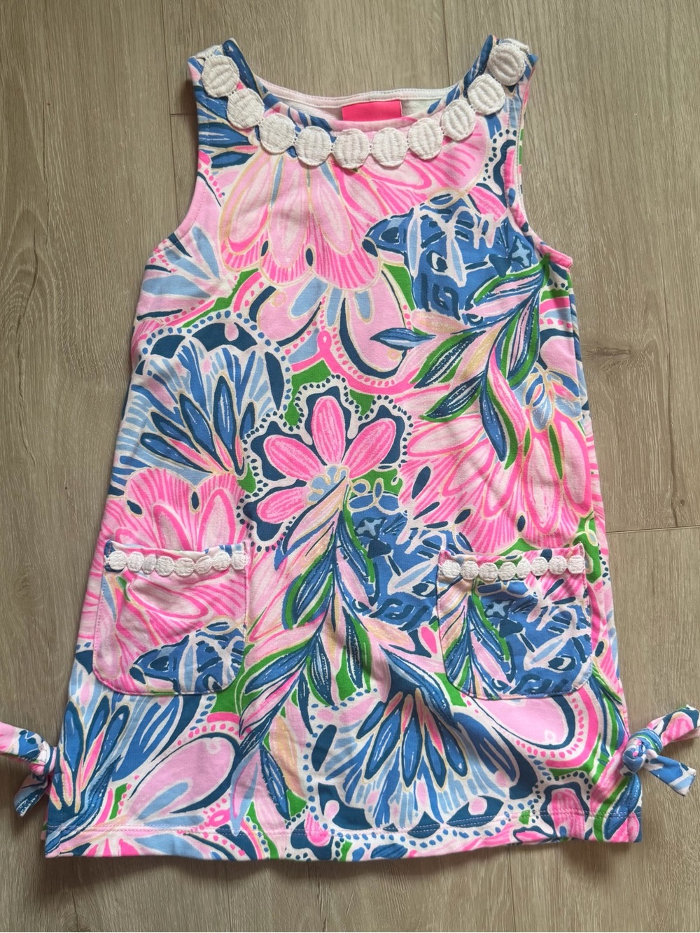 Lilly Pulitzer Girls Little Lilly Knit Mini Shift Dress in Tiger Sunrise